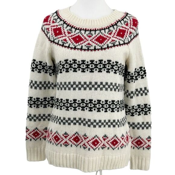 Talbots Sweater Womens Cream Fair Wool Blend Knit Pullover Petite S - Picture 1 of 13